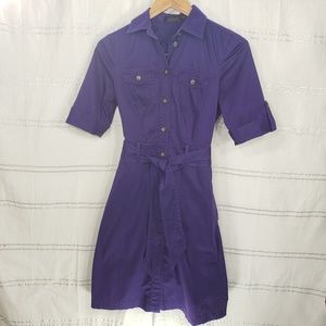 The Limited Purple Belted Shirt Dress